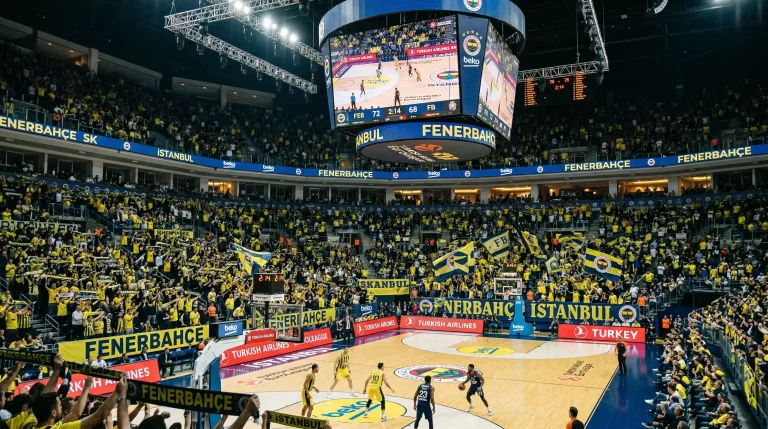 Pabellón Ulker Sports Arena de Estambul durante un partido de baloncesto del Fenerbahçe en la Euroliga