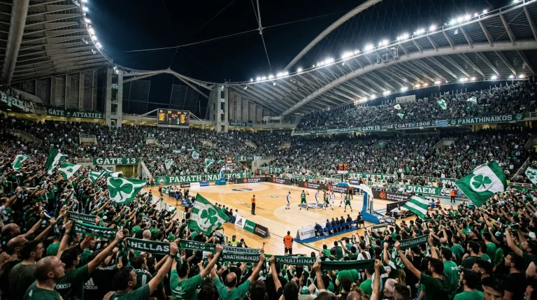 Pabellón OAKA de Atenas durante un partido de baloncesto del Panathinaikos en la Euroliga